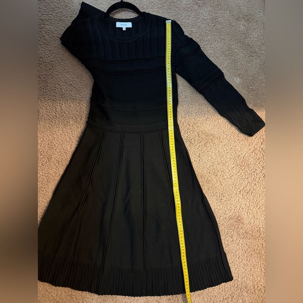 REISS Black Knit Midi Dress | Size US 6 (EU 38) - Picture 10 of 11